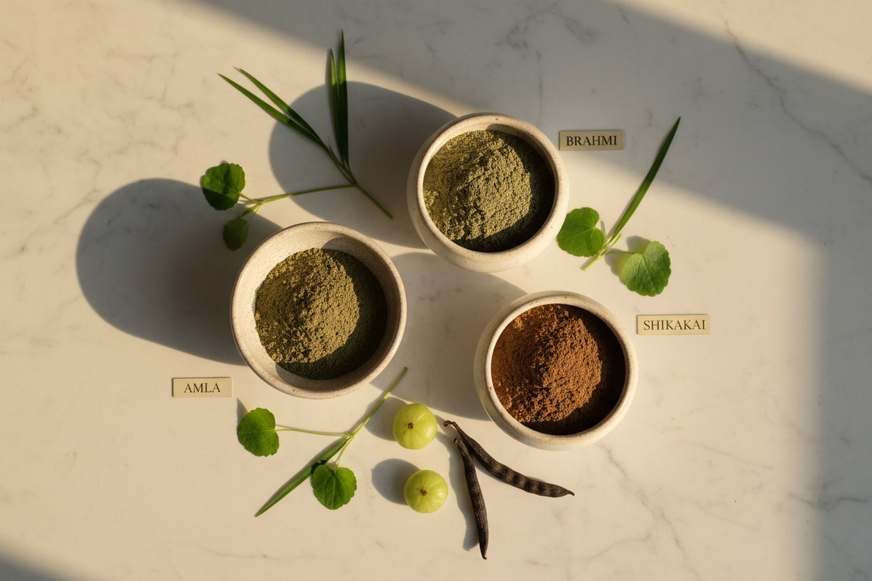Amla, brahmi, shikakai : les plantes ayurvédiques qui transforment vos cheveux